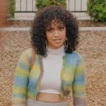 Olivia’s striped fuzzy cropped cardigan on All American