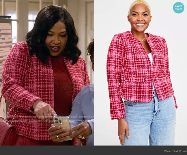 On 34th Long-Sleeve Crop Tweed Jacket worn by (Kym Whitley) on The Upshaws