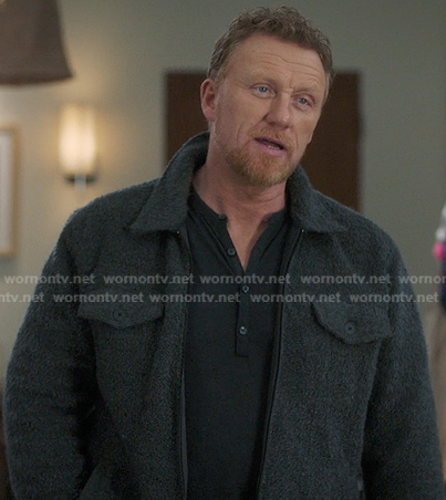 Owen’s grey teddy jacket on Greys Anatomy