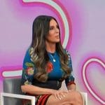 Patti Stanger’s blue floral print mini dress on Access Hollywood