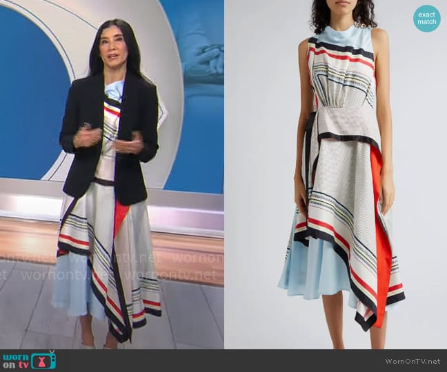3.1 Phillip Lim NY Liberty Print Silk Cascade Dress worn by Lisa Ling on CBS Mornings