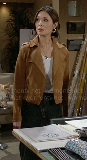Poppy’s suede jacket on The Bold and the Beautiful
