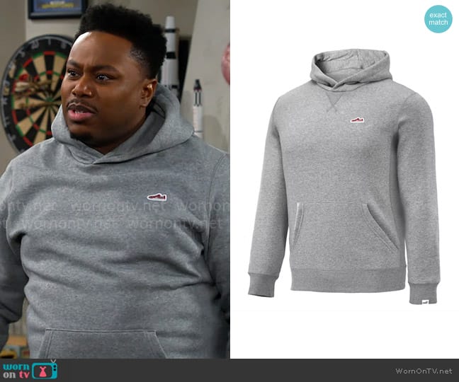 Puma Suede Mens Hoodie in Medium Gray Heather worn by Marty (Marcel Spears) on The Neighborhood