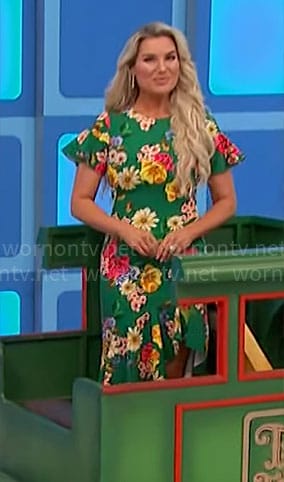 Rachel’s green floral dress on The Price is Right