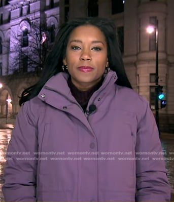 Rachel’s lilac down jacket on Good Morning America