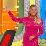 Rachel’s pink sequin dress with long sleeves on The Price is Right