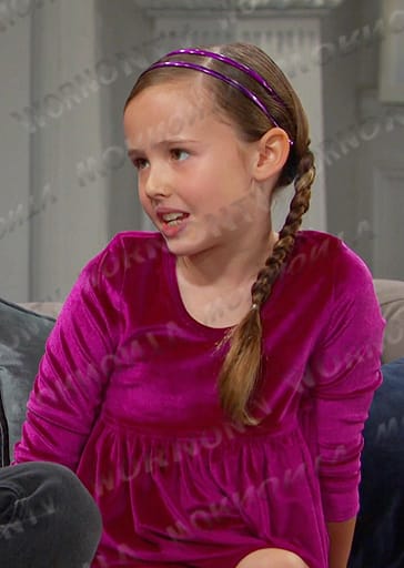 Rachel’s pink velour dress on Days of our Lives