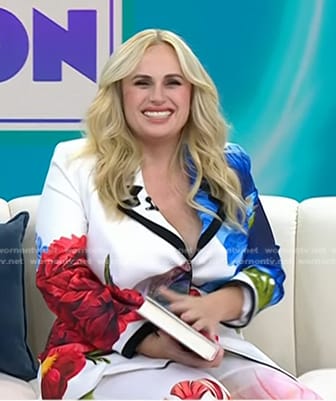 Rebel Wilson’s white flora print suit on Today