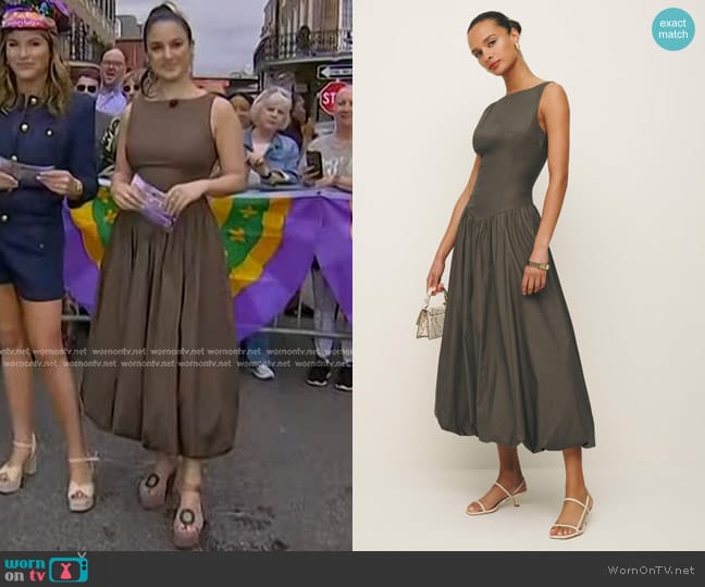Reformation Natural Elvira Dress in Morel worn by Donna Farizan on Today