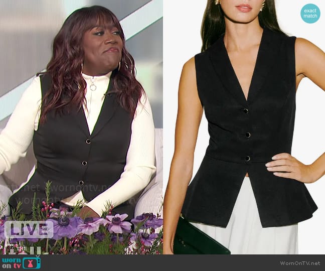 Reformation Oakley Peplum Vest worn by Sheryl Underwood on The Talk