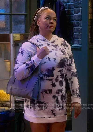 Regina’s tie dye sweater dress on The Upshaws