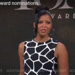 Renée Elise Goldsberry’s black and white giraffe print dress on CBS Mornings