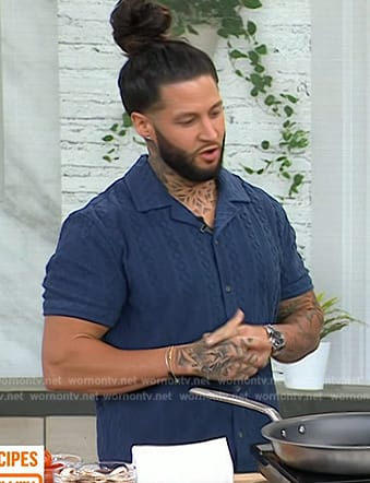 Robbie Felice’s navy cable knit shirt on Today