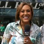 Robin’s white floral print blouse on Good Morning America