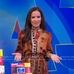 Rocsi’s brown printed blouse and pants on Good Morning America