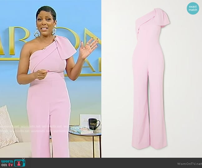 Roland Mouret One-shoulder cady jumpsuit worn by Tamron Hall on Tamron Hall Show