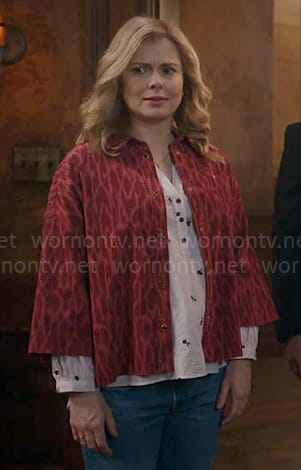 Sam’s pink and red printed jacket on Ghosts