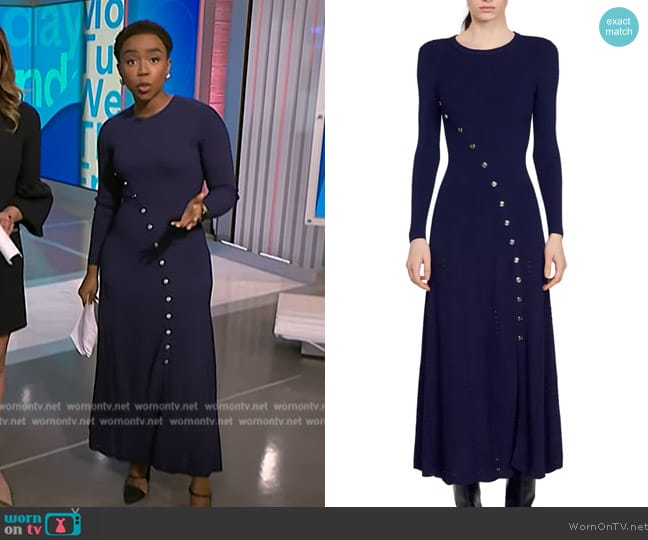 Sandro Jared Long Sleeve Asymmetric Front Maxi Dress worn by Zinhle Essamuah on NBC News Daily