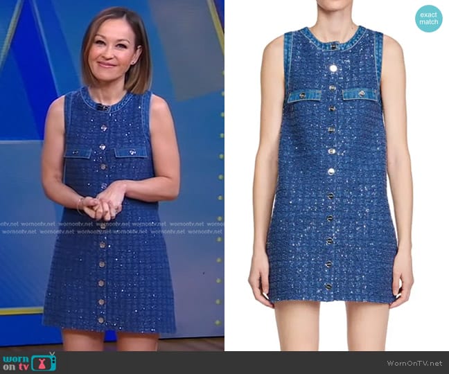 Sandro Palmare Sequin Tweed Shift Minidress worn by Eva Pilgrim on Good Morning America