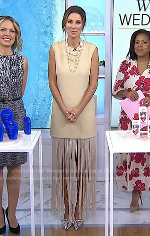 Sarah Eggenberger’s beige frinte dress on Today