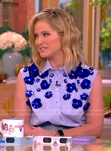 Sara’s blue floral applique top on The View