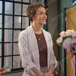 Sarah’s pale pink long jacket on Days of our Lives