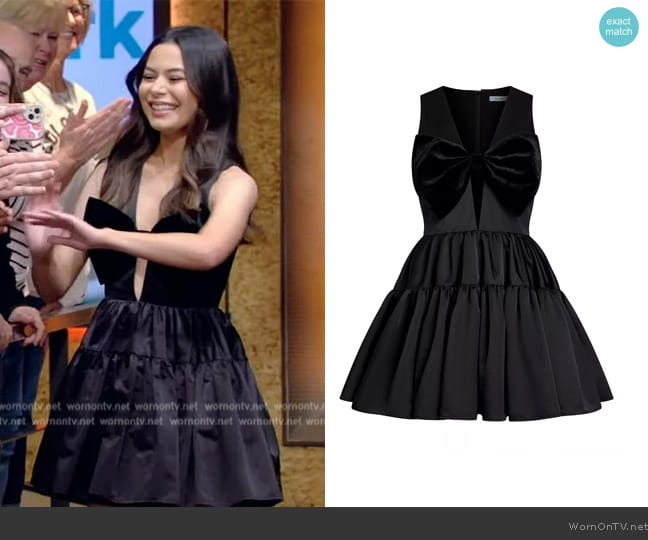 Sau Lee Emilie Bow Sleeveless Fit and Flare Mini Dress worn by Miranda Cosgrove on Live with Kelly and Mark
