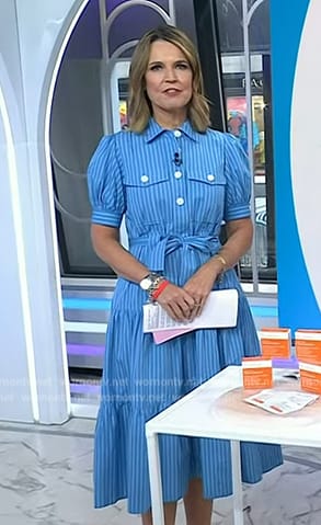 Savanah’s blue stripe shirtdress on Today