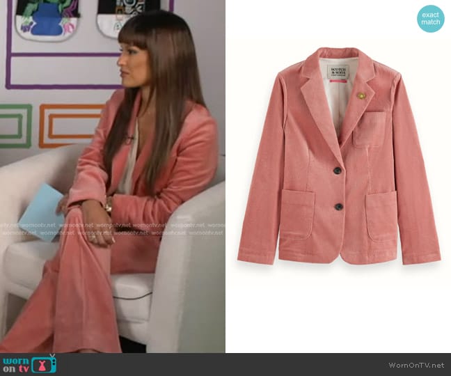 Corduroy Blazer in Weathered Pink Scotch & Soda worn by Rocsi Diaz on Good Morning America