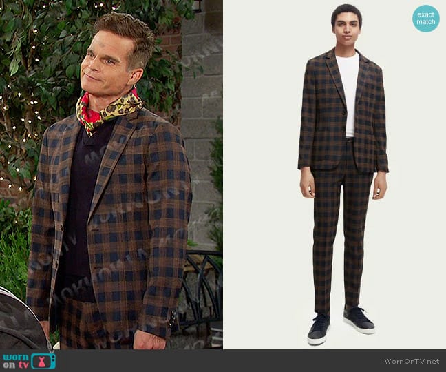 Scotch & Soda Yarn-Dyed Checked Blazer in Multicolour worn by Leo Stark (Greg Rikaart) on Days of our Lives