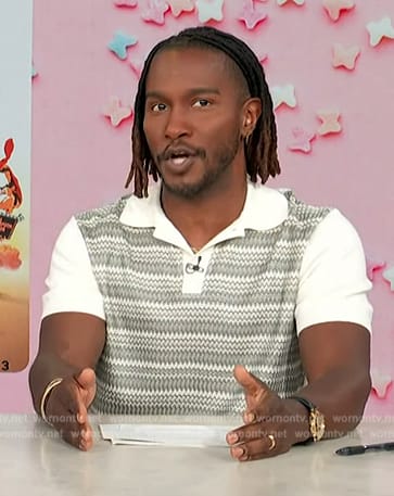 Scott’s colorblock knit polo on Access Hollywood