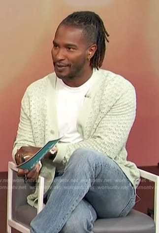 Scott’s mint green cardigan on Access Hollywood