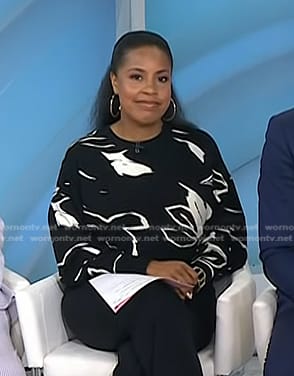 Sheinelle’s black floral sweater on Today