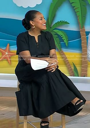 Sheinelle’s black smocked maxi dress on Today
