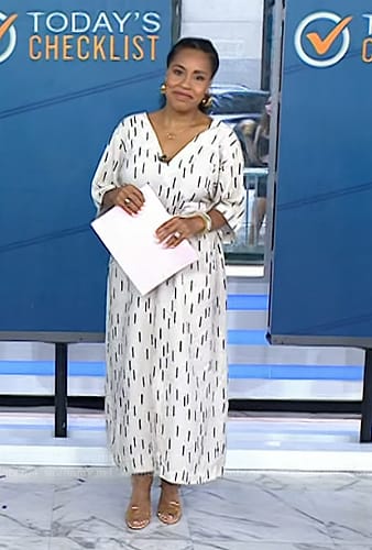 Sheinelle’s white print dress on Today