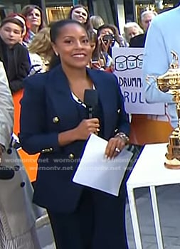 Sheinelle’s navy blazer with gold buttons on Today