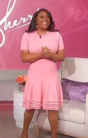 Sherri’s pink laser cutouts mini dress on Sherri