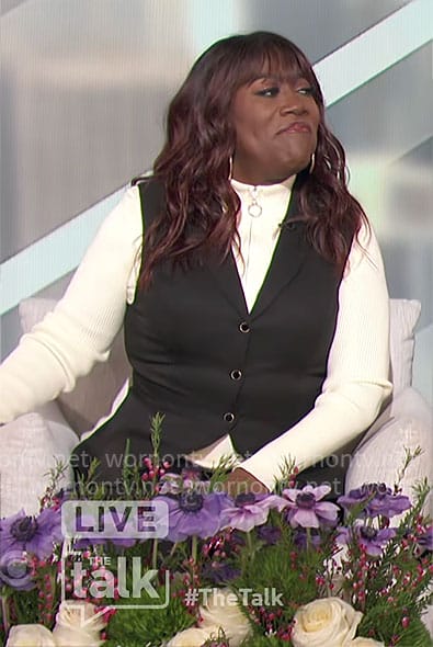 Sheryl’s black waistcoat on The Talk