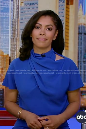 Shirleen’s blue short sleeve jumpsuit on Good Morning America