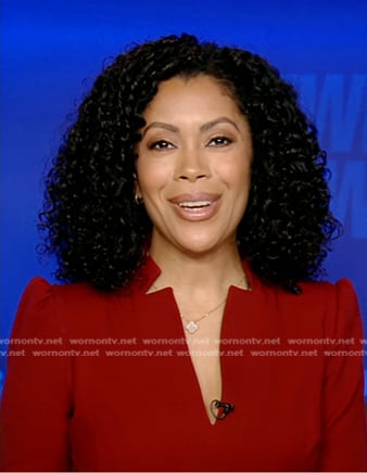 Shirleen’s red v-neck belted dress on Good Morning America