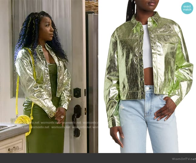 Something New Riely Cracked Metallic Shirt worn by (Gabrielle Dennis) on The Upshaws