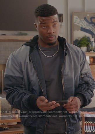 Spencer’s blue ombre zip front jacket on All American