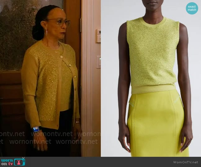 St John Evening Mixed Media Sequin Knit Sleeveless Sweater worn by Sharon Goodwin (S. Epatha Merkerson) on Chicago Med