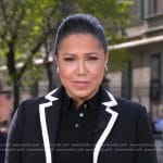 Stephanie’s black tipped blazer on Good Morning America
