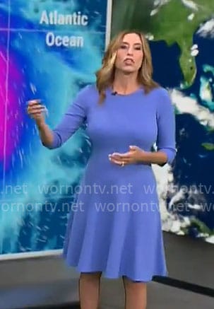 Stephanie Abrams’s light blue flared dress on CBS Mornings