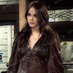 Stephanie’s brown butterfly print dress on Days of our Lives