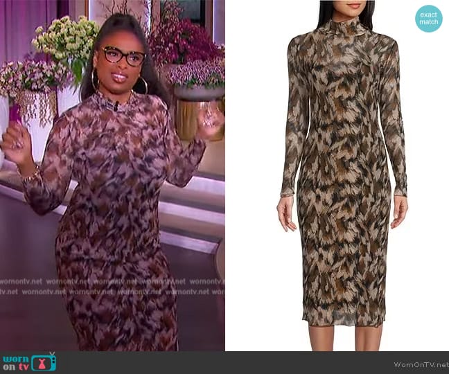 Steve Madden Vivienne Printed Mesh Turtleneck Dress worn by Jennifer Hudson on The Jennifer Hudson Show