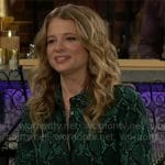 Summer’s green snake print blouse on The Young and the Restless