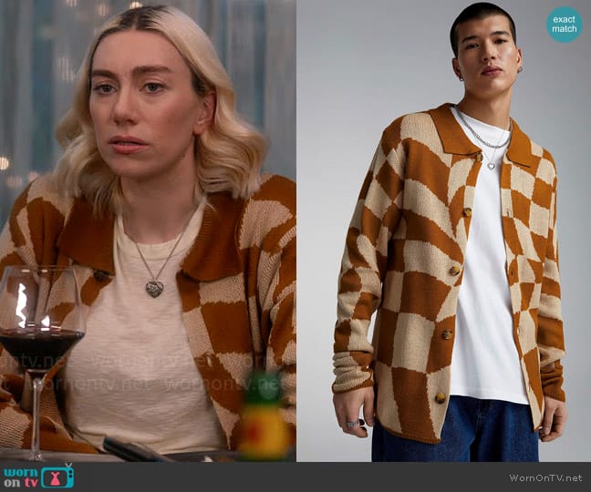 Super Massive Jacquard pattern polo-cardigan worn by Allison Grant (Madeline Wise) on So Help Me Todd