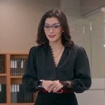 Susan’s black buttoned lace-cuff blouse on So Help Me Todd